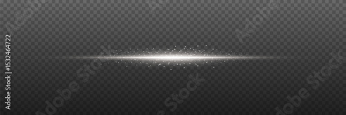 White glowing line with flash effect. On a transparent background.