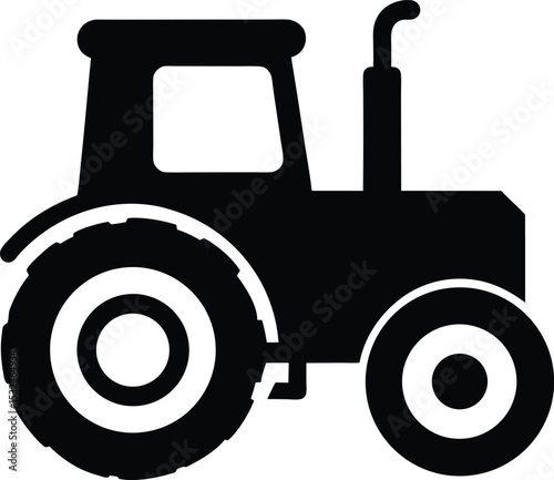 Tractor – black silhouette on white background