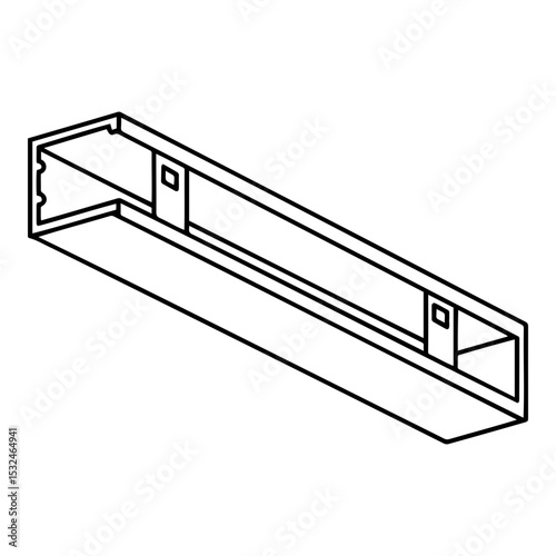 Ceiling mounting profile illustration in black and white 