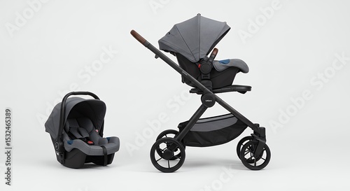 Modern baby stroller and car seat set