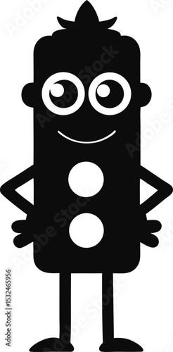 Traffic light – black silhouette on white background