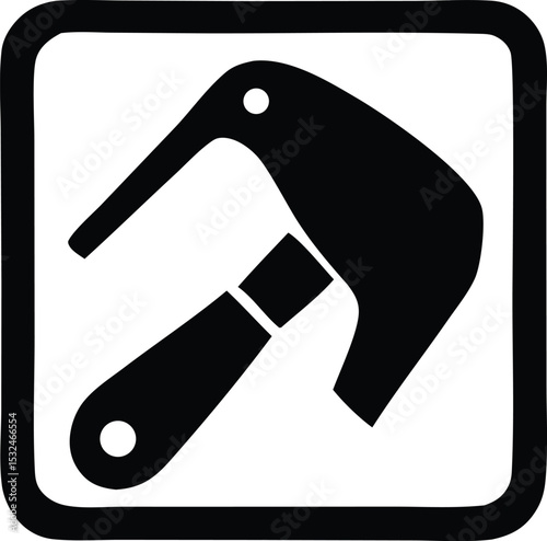 Black and white illustration of a putty knife inside a square frame