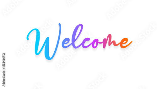 Elegant 'Welcome' lettering in modern calligraphy style – decorative hand-drawn vector stock illustration for greeting cards, invitations, posters, and digital designs.