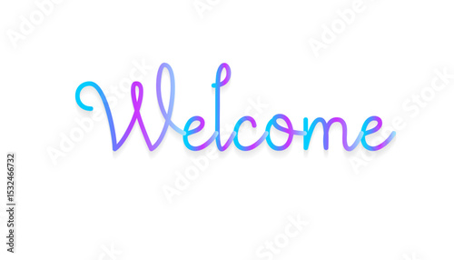 Elegant 'Welcome' lettering in modern calligraphy style – decorative hand-drawn vector stock illustration for greeting cards, invitations, posters, and digital designs.