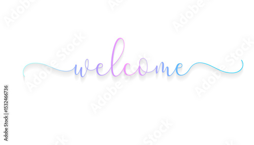 Elegant 'Welcome' lettering in modern calligraphy style – decorative hand-drawn vector stock illustration for greeting cards, invitations, posters, and digital designs.