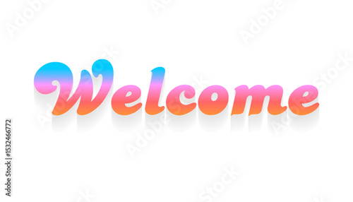 Elegant 'Welcome' lettering in modern calligraphy style – decorative hand-drawn vector stock illustration for greeting cards, invitations, posters, and digital designs.