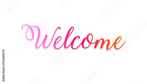 Elegant 'Welcome' lettering in modern calligraphy style – decorative hand-drawn vector stock illustration for greeting cards, invitations, posters, and digital designs.