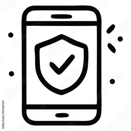 Smartphone displaying a shield icon, symbolizing security and protection in a digital environment
