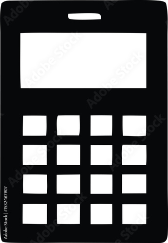 Simple black and white calculator icon graphic design element