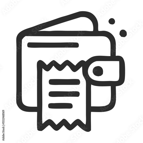 Illustration of a wallet with a receipt emerging, symbolizing personal finance management and budgeting