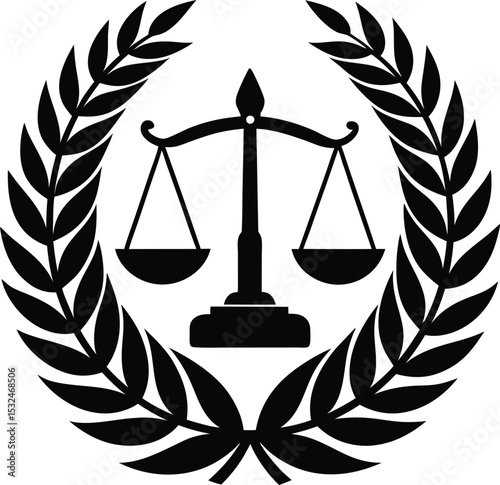 Scales of Justice with Laurel Wreath