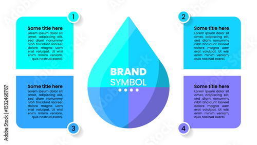 Infographic template. Water drop with 4 steps and numbers