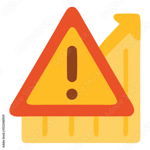 Colorful warning symbol indicating alertness with an upward trend background for safety awareness