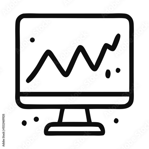 A computer monitor displaying an upward trending graph, symbolizing growth and success in a modern office setting