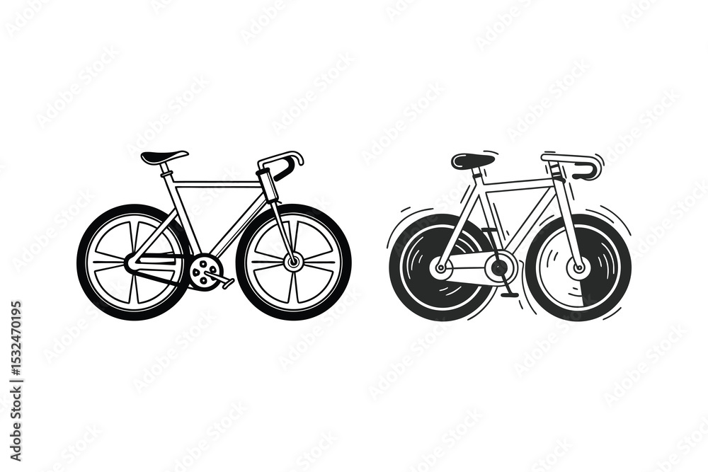 Fototapeta premium Minimalist Cycling Symbol or Logo icon with Flat Design Vector and white background