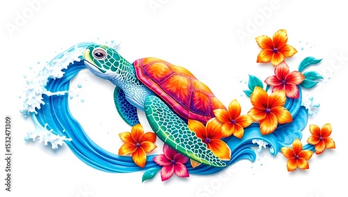 colorful turtle on white background photo