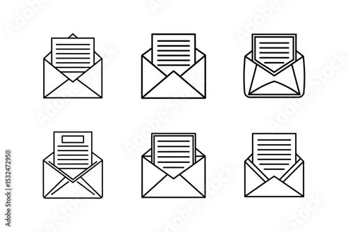 newsletter icon line art vector illustration