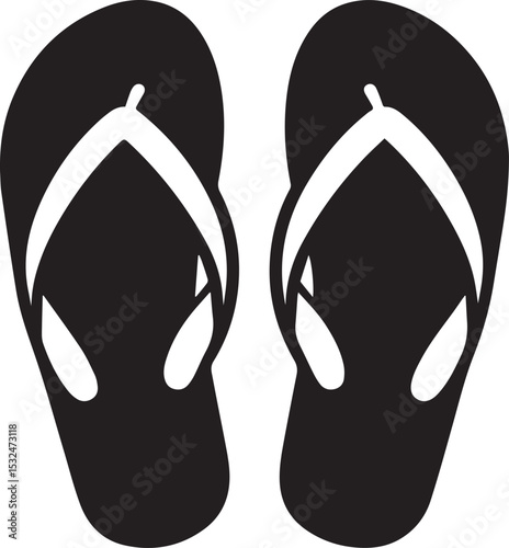Black and White Flip-Flops Vector Silhouette 