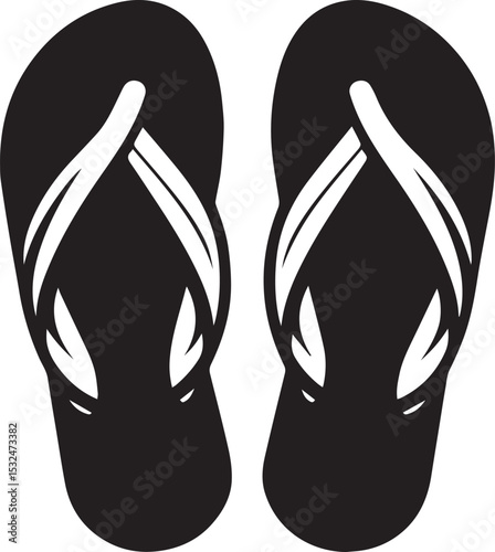 Black and White Flip-Flops Vector Silhouette 