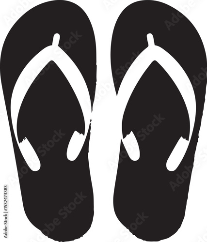 Black and White Flip-Flops Vector Silhouette 