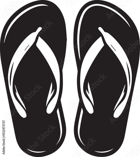 Black and White Flip-Flops Vector Silhouette 