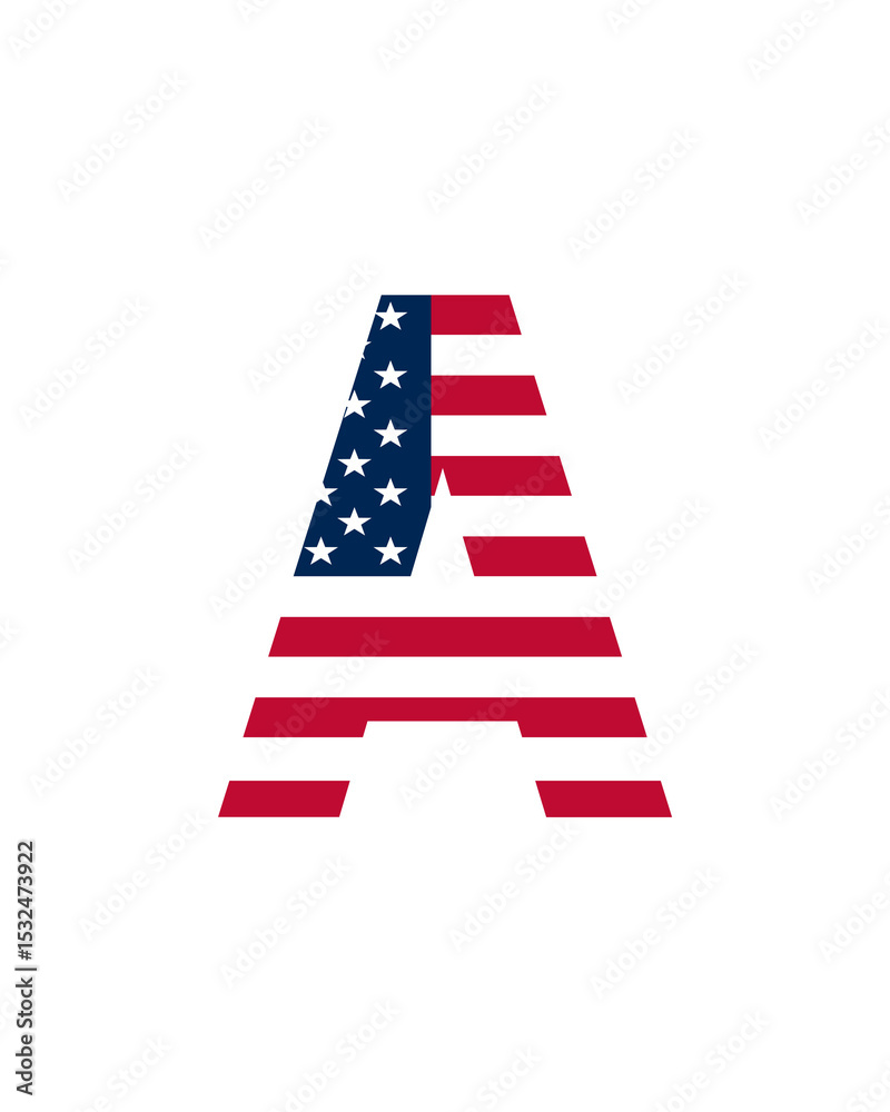 Fototapeta premium Patriotic American Flag Letter A Design Perfect for Independence Day Graphics