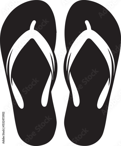 Black and White Flip-Flops Vector Silhouette 
