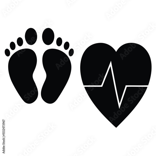 Heart and Footprint Symbols of Life and Love