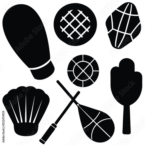 Silhouette Icons Sports Equipment and Shells