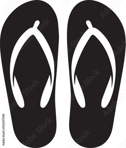Black and White Flip-Flops Vector Silhouette 