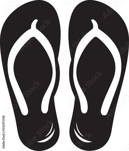 Black and White Flip-Flops Vector Silhouette 