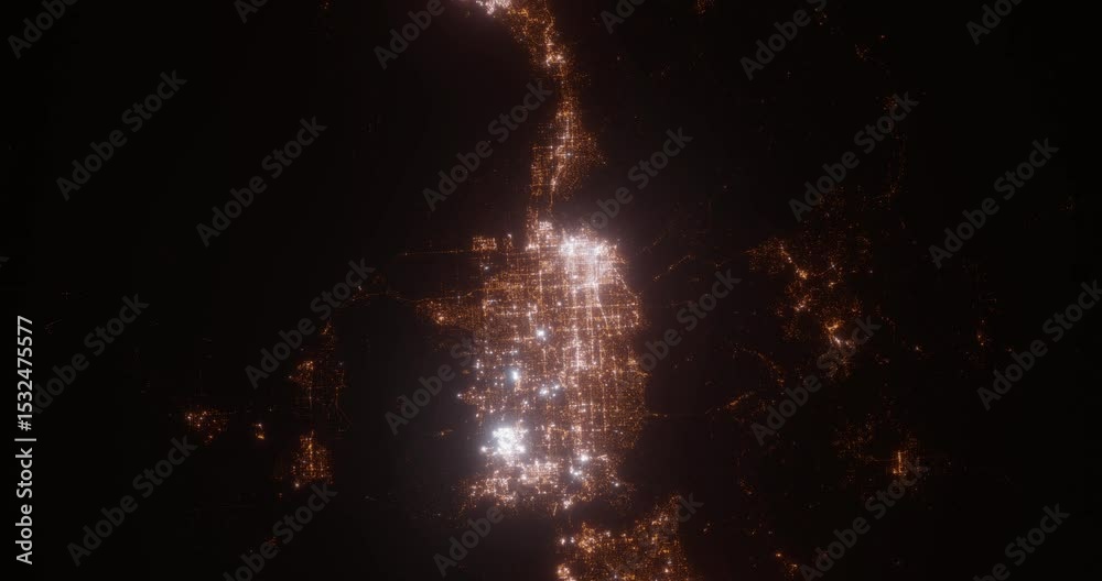Salt Lake City (Utah, USA) aerial view at night. View on modern city from space. Camera is zooming in, rotating counterclockwise Salt Lake City (Utah, USA) aerial view at night. View on modern city from space. Camera is zooming in, rotating counterclockwise