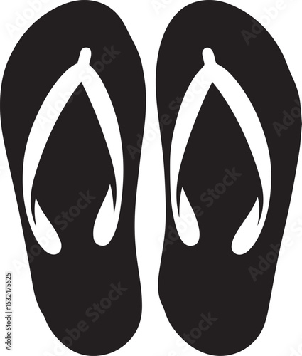 Black and White Flip-Flops Vector Silhouette 