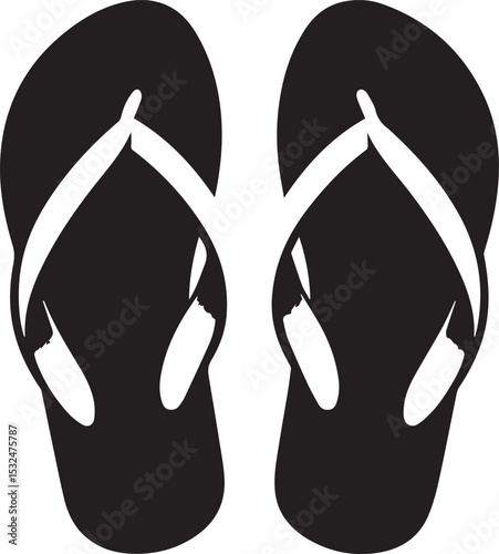 Black and White Flip-Flops Vector Silhouette 