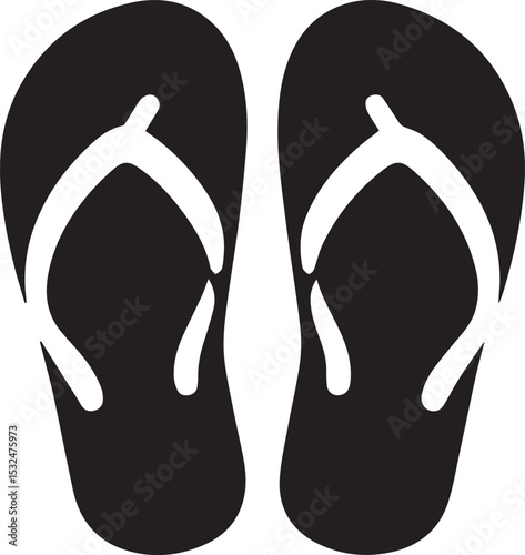 Black and White Flip-Flops Vector Silhouette 