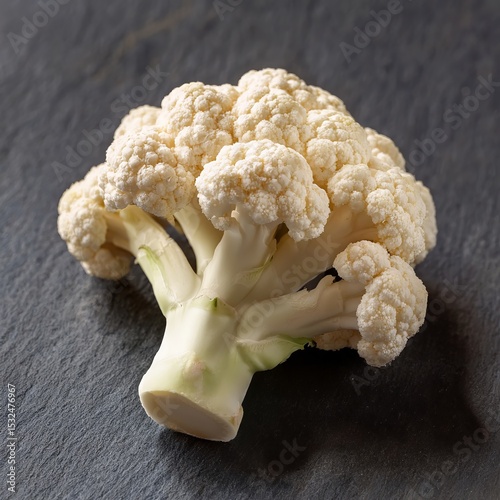 Fresh cauliflower on a dark slate surface ready for cooking or salad preparation