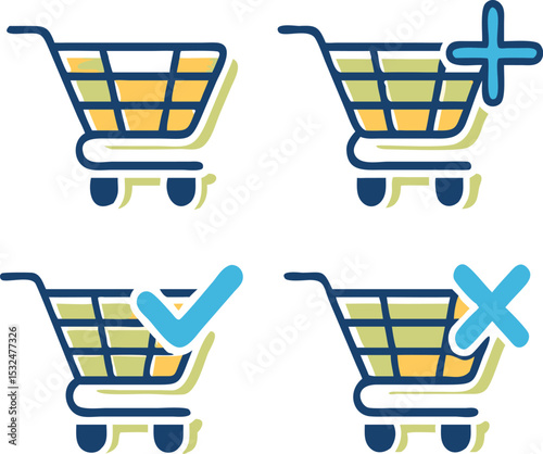 Shopping cart icon set. Vector illustration