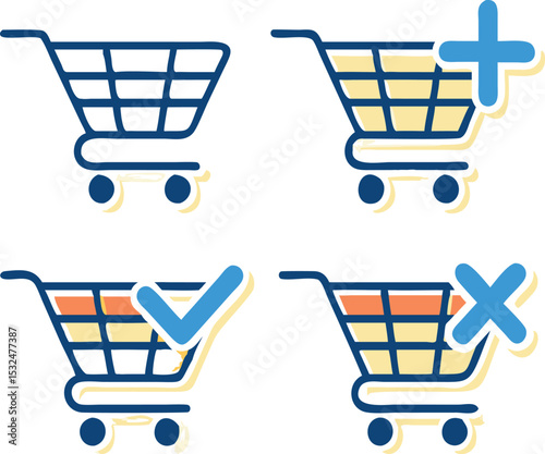 Shopping cart icon set. Vector illustration