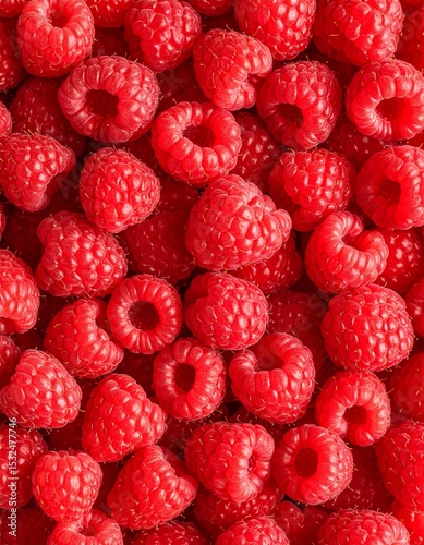 Fresh raspberries arranged in a vibrant display for a summer market or fruit stand