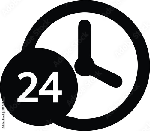 24 hours simple icon. Vector illustration