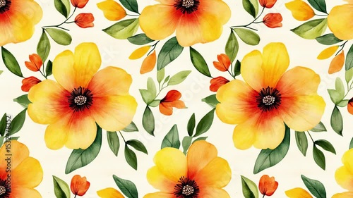 Watercolor Floral Pattern Loop Animation Background