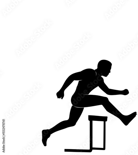 Silhouette of athlete hurdling with dynamic motion and energy