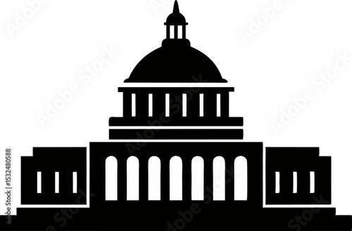 Capitol Building Silhouette Vector Illustration 