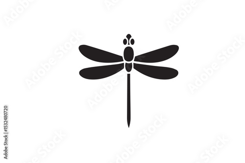 Dragonfly Silhouette Vector – Sleek Black Insect Icon for Nature and Decorative Designs