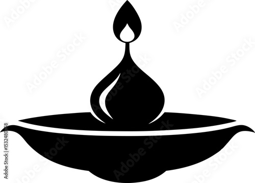 Diya Lamp Silhouette Vector Illustration 