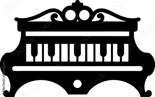 Harmonium Silhouette Vector Illustration 