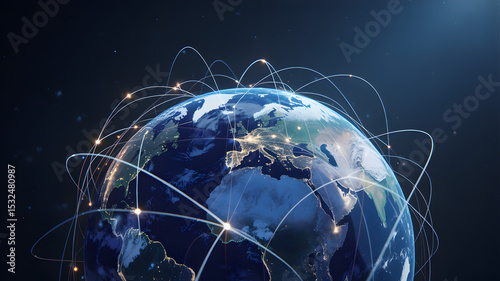 Global Network Connections Illustrating Worldwide Communication and Data Transfer Across Continents