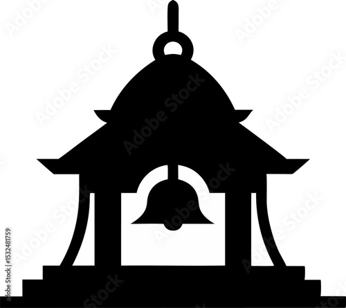 Temple Bell Silhouette Vector Illustration 