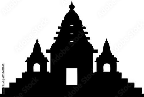 Temple Gopuram Silhouette Vector Illustration 