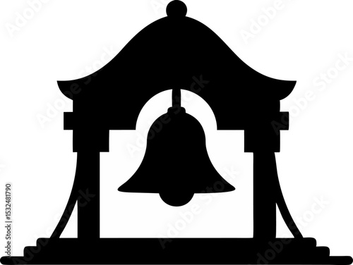 Temple Bell Silhouette Vector Illustration 